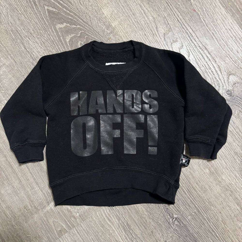 nununu Black 'Hands Off!' Kids Sweatshirt 18-24m